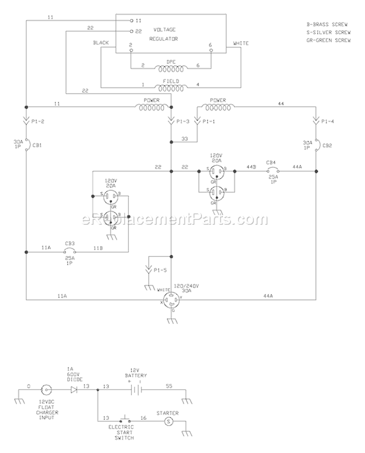 Page E Diagram and Parts List for 030211-1  Briggs and Stratton Generator